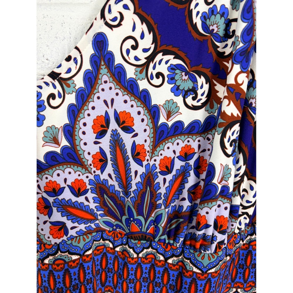 Chicos Halter Maxi Dress Womens XL Blue Orange Paisley Keyhole Boho - Picture 8 of 9